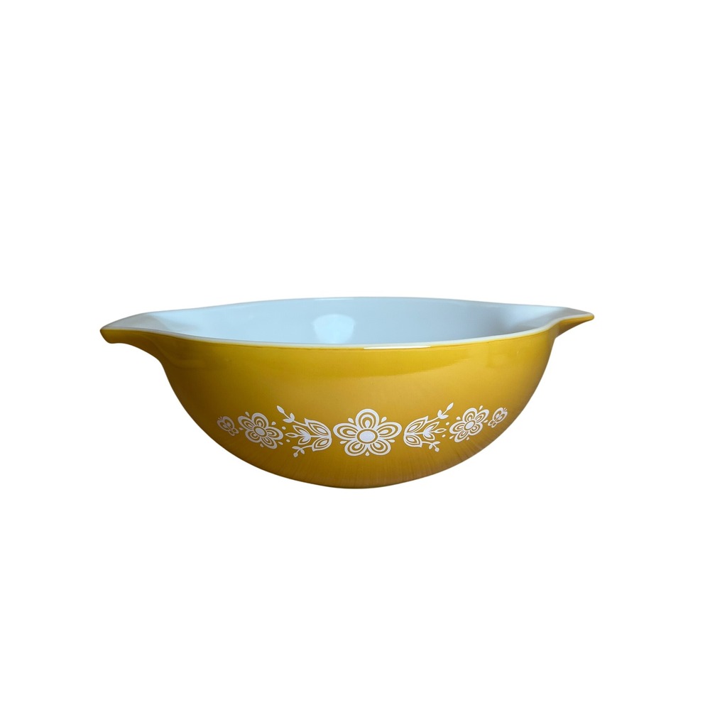 Vintage PYREX Butterfly Gold 444 Cinderella Mixing Bowl 4 Qt Mustard 70s Retro